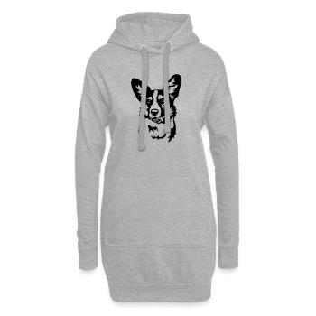 Tête de Welsh Corgi - Sweat-shirt à capuche long Femme - gris chiné - Devant