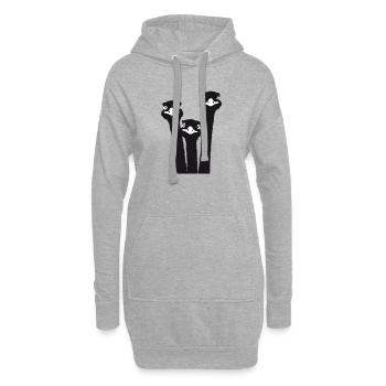 Nandu, Straußenkopf, Emu, Strauß - Hoodie-Kleid - Grau meliert - Vorne