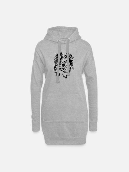 Sheltie Kopf - Hoodie-Kleid - Grau meliert