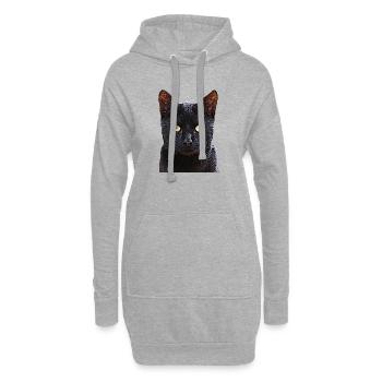Katze schwarze Katze Katzen cat Cats - Hoodie-Kleid - Grau meliert - Vorne