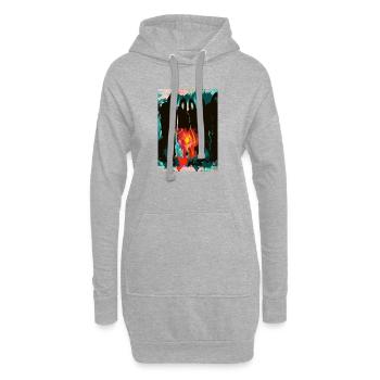 Blütenfeuer Silhouettenkreis - Hoodie-Kleid - Grau meliert - Vorne