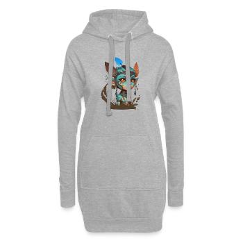 Blaue Maske der Waldgeister – Avatar - Hoodie-Kleid - Grau meliert - Vorne