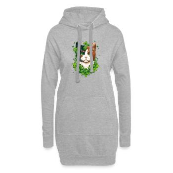Chat avec cadre de feuilles - Sweat-shirt à capuche long Femme - gris chiné - Devant