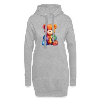 Regenbogen Herz Bär Plüsch - Hoodie-Kleid - Grau meliert - Vorne