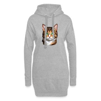 Chat mignon - Sweat-shirt à capuche long Femme - gris chiné - Devant