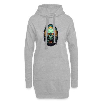 Crâne - Sweat-shirt à capuche long Femme - gris chiné - Devant