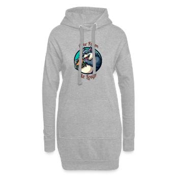 Loup et Hamburger | citation une faim loup humour - Sweat-shirt à capuche long Femme - gris chiné - Devant