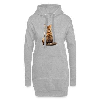 Amerikanische Bobtail-Katze - Hoodie-Kleid - Grau meliert - Vorne