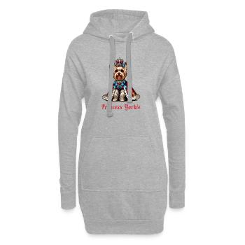 Princesse Yorkshire Terrier - Sweat-shirt à capuche long Femme - gris chiné - Devant