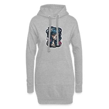 Tattoo Girl Skull Print - Hoodie-Kleid - Grau meliert - Vorne