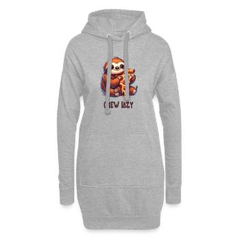 Faultier Pizza - Hoodie-Kleid - Grau meliert - Vorne