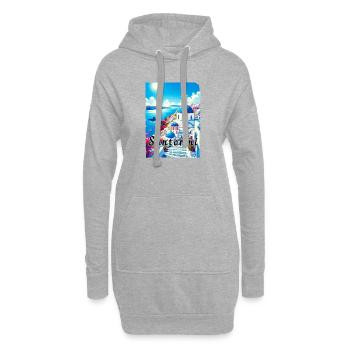 Grèce, souvenirs, vacances, Santorin - Sweat-shirt à capuche long Femme - gris chiné - Devant
