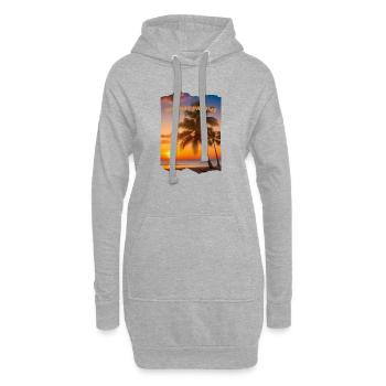 Holiday Dreams - Plage avec coucher de soleil - Sweat-shirt à capuche long Femme - gris chiné - Devant
