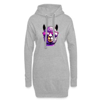 Alpaka mit Sonnenbrille - Hoodie-Kleid - Grau meliert - Vorne