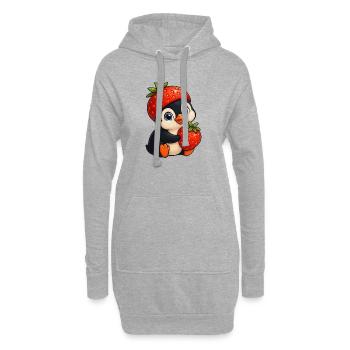 Süßer Pinguin mit Erdbeere fruchtig cartoon - Hoodie-Kleid - Grau meliert - Vorne