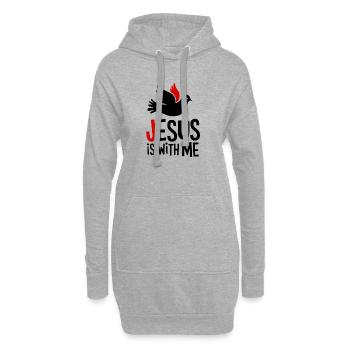 Jésus est avec moi - Sweat-shirt à capuche long Femme - gris chiné - Devant
