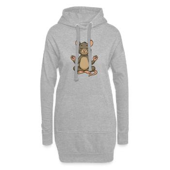 Maus Ratte Yoga Meditation Entspannung Innere Ruhe - Hoodie-Kleid - Grau meliert - Vorne
