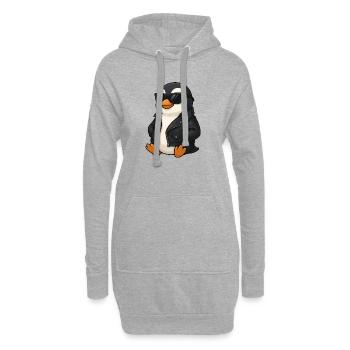 Pingouin cool avec lunettes de soleil et veste en cuir des années 60 - Sweat-shirt à capuche long Femme - gris chiné - Devant