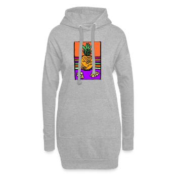 Illustration de néon d’ananas - Sweat-shirt à capuche long Femme - gris chiné - Devant