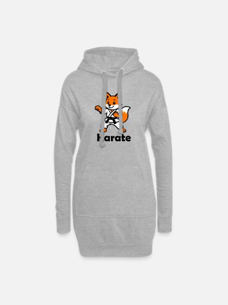 Karaté Renard - Sweat-shirt à capuche long Femme - gris chiné