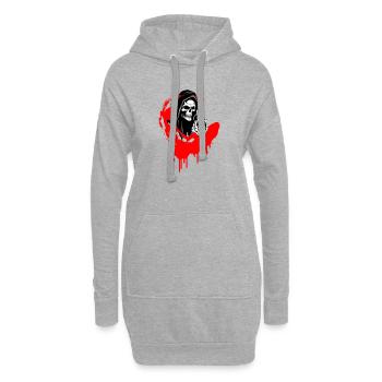 Illustration de Crâne Rebelle avec Doigt d'Honneur - Sweat-shirt à capuche long Femme - gris chiné - Devant
