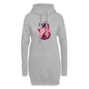 Oiseau flamant rose avec des lunettes de soleil :) - Sweat-shirt à capuche long Femme - gris chiné - Devant