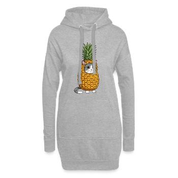 Ananas Katze Kostüm Illustration - Hoodie-Kleid - Grau meliert - Vorne