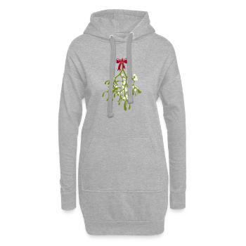 Mistelzweig mit rotem Band - Weihnachtsdekoration - Hoodie-Kleid - Grau meliert - Vorne