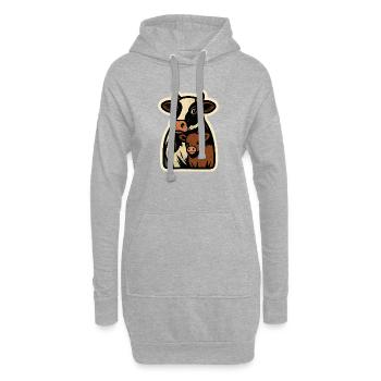 Vache et veau – L’amour rétro à la campagne - Sweat-shirt à capuche long Femme - gris chiné - Devant