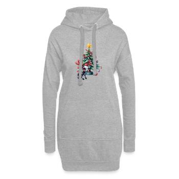 Enchantement robotique de Noël - Sweat-shirt à capuche long Femme - gris chiné - Devant