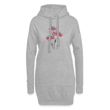 Blumen - Sweat-shirt à capuche long Femme - gris chiné - Devant