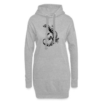 Leopardgecko - Hoodie-Kleid - Grau meliert - Vorne