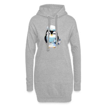 Pingouin mignon comme un marin dans un look marine - Sweat-shirt à capuche long Femme - gris chiné - Devant
