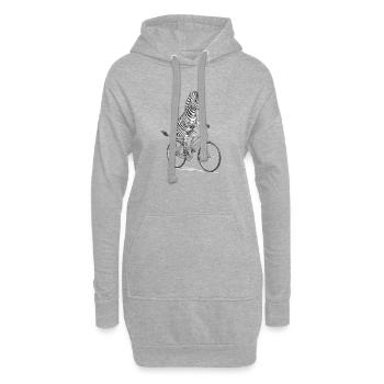 Zebra-Radfahrer auf dem Fahrrad - Hoodie-Kleid - Grau meliert - Vorne