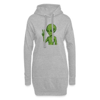 Alien Außerirdischer Frieden Peace - Hoodie-Kleid - Grau meliert - Vorne