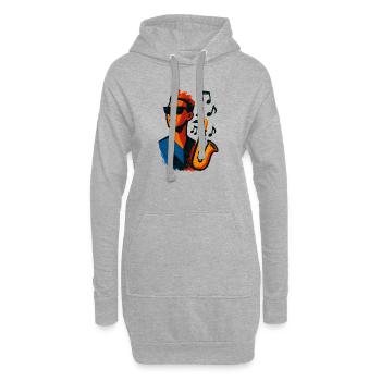 Saxophon – Jazz – Musik - Hoodie-Kleid - Grau meliert - Vorne