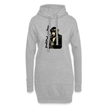 Un singe saxophone joue du saxophone - Sweat-shirt à capuche long Femme - gris chiné - Devant