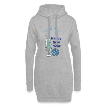Frohes Neujahrsfeiern Feuerwerk 2026 - Hoodie-Kleid - Grau meliert - Vorne