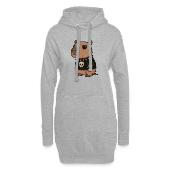Goth Capybara Drôles Emo Punk Rongeurs - Sweat-shirt à capuche long Femme - gris chiné - Devant