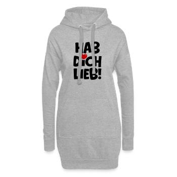 Hab Dich Lieb - Liebe Verliebt - Hoodie-Kleid - Grau meliert - Vorne