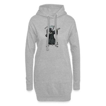 Dabbender Sensenmann – lustiges Skull Cartoon - Hoodie-Kleid - Grau meliert - Vorne