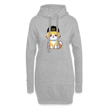 Swag-Katze – coole Katze - Hoodie-Kleid - Grau meliert - Vorne