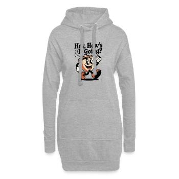 Laufender Kaffeebecher - Hoodie-Kleid - Grau meliert - Vorne