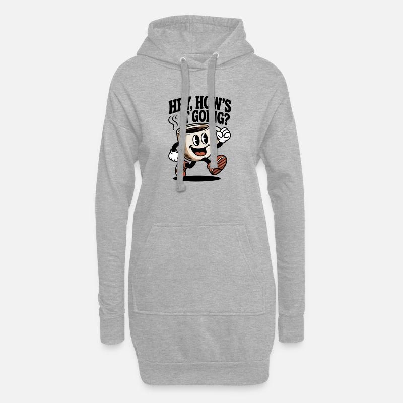 Kaffee  Cartoon Becher - Hoodie-Kleid - Grau meliert