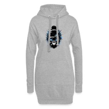 Skull Snowboarder mit Beanie und Brille - Hoodie-Kleid - Grau meliert - Vorne