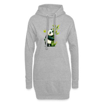 Panda Kuschel mit Bambus - Hoodie-Kleid - Grau meliert - Vorne