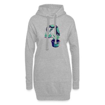 Robots néon - Sweat-shirt à capuche long Femme - gris chiné - Devant
