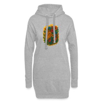 Blüten-Löwenkrone - Hoodie-Kleid - Grau meliert - Vorne