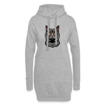 schwarze Katze britisch Kurzhaar - Hoodie-Kleid - Grau meliert - Vorne