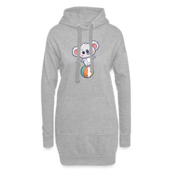 Kawaii-Koala über Ballon und Sterne - Hoodie-Kleid - Grau meliert - Vorne